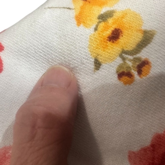 Forever 21 Floral Print Cropped Sweatshirt White Multicolor Size S - Picture 6 of 16